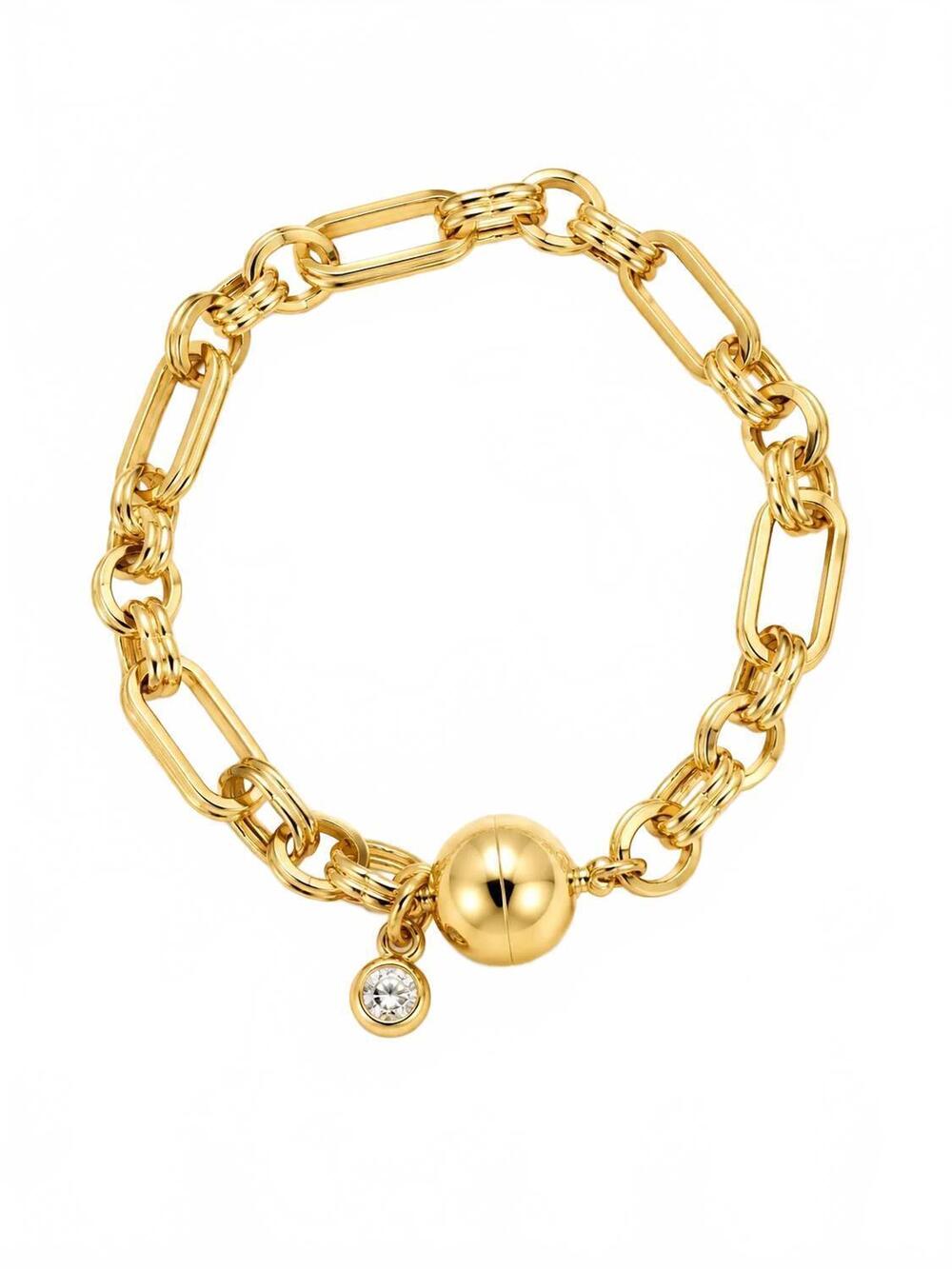 NEW NO WHINING DESIGNING women's bar link magnetic bracelet in gold